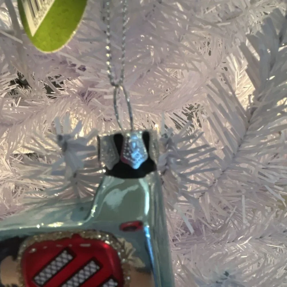 Ashland Glass Flip Phone Ornament Christmas Hanging Silver Black Red